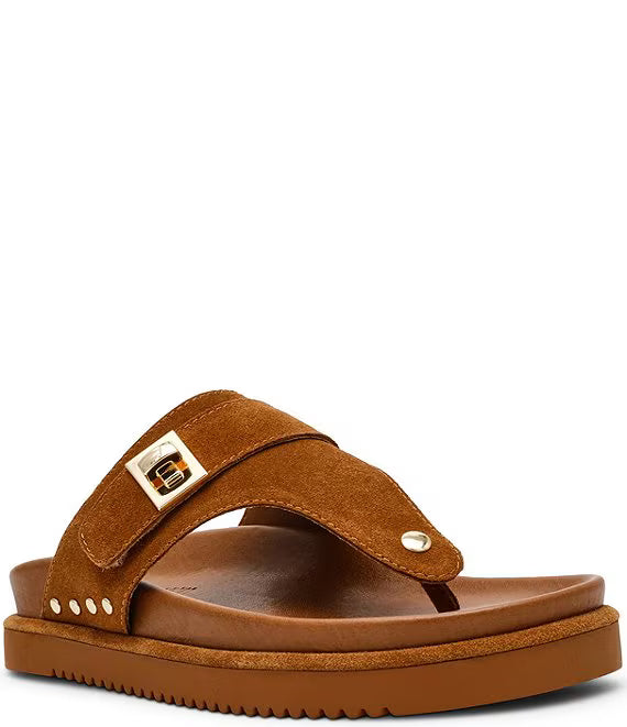 Steve Madden-Thona Suede Footbed Thong Sandals
