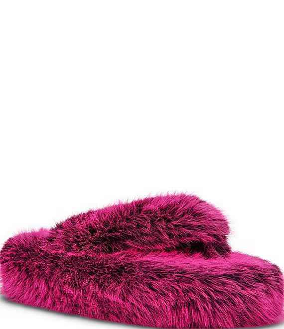 Steve Madden Fizzy Faux Fur Thong Slippers