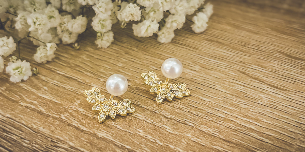 Beautiful Crystal and Pearl Jacket Earrings