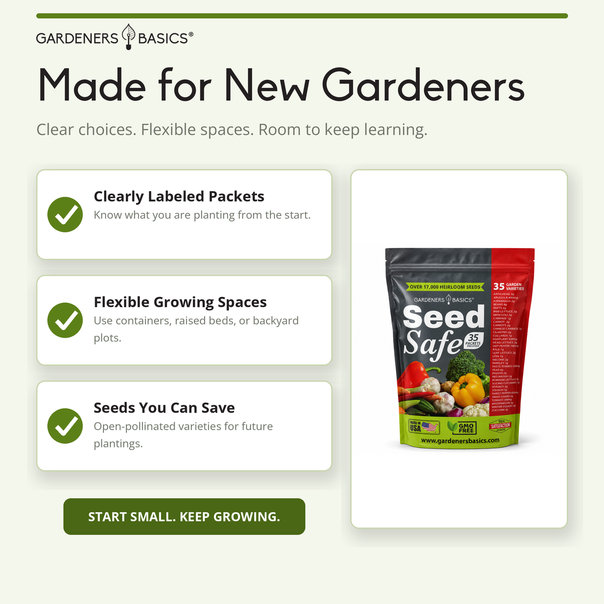 Seed Safe Beginner Garden Kit | 35 Varieties
