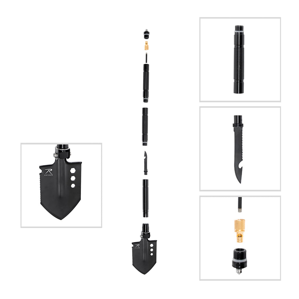 Rothco 8-in-1 Multi-Tool Survival Shovel / Portable Camping Entrenching Tool - Stainless Steel