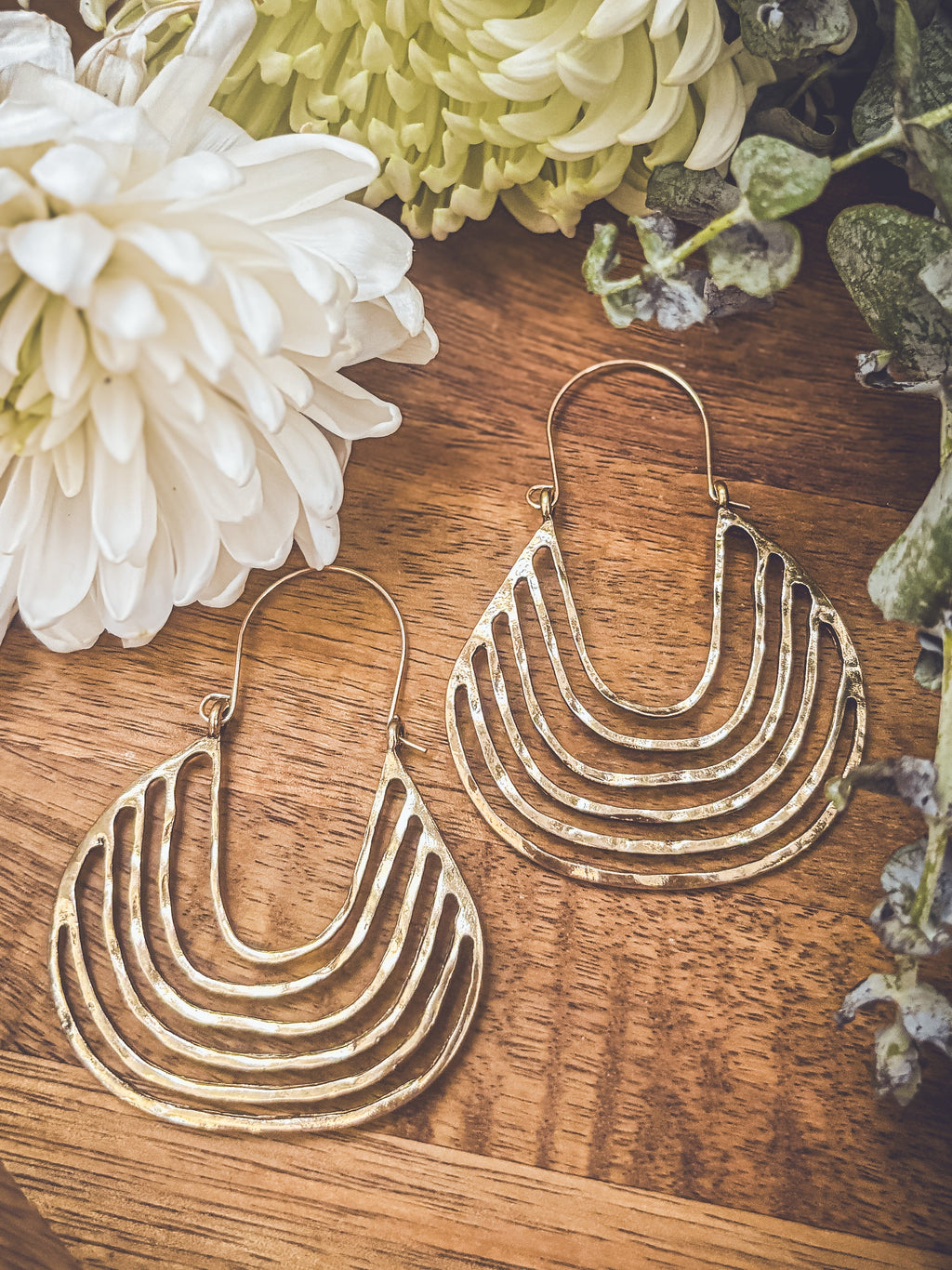 Beautiful Geometric Gold Drop Earrings