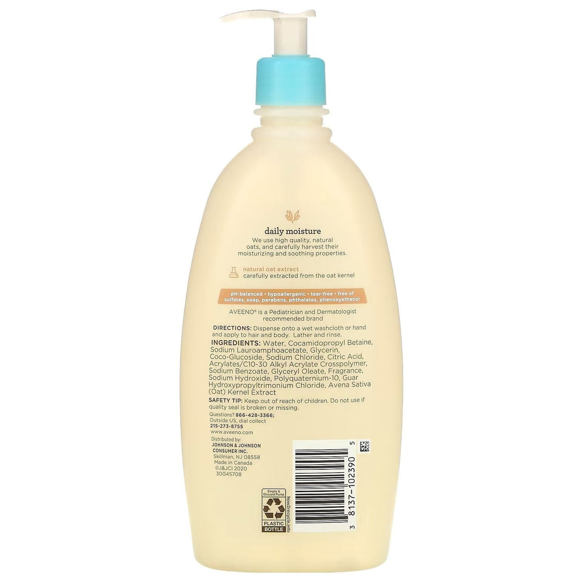 Aveeno Baby Daily Moisture Body Wash & Shampoo Oat Extract 8 Fl. Oz