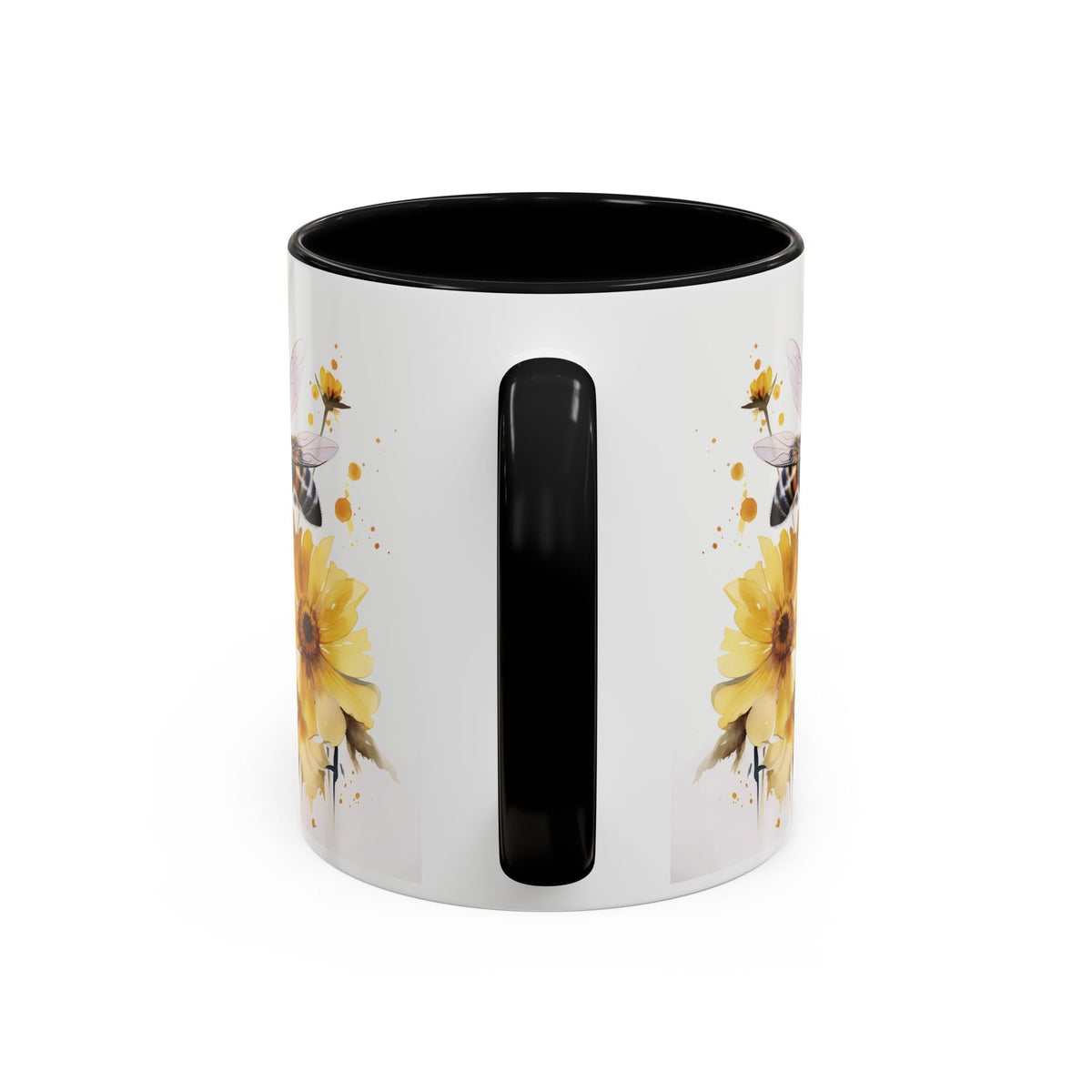 Golden Bee Wildflower Ceramic Coffee Mug - Cottage Style Coffee Mug
