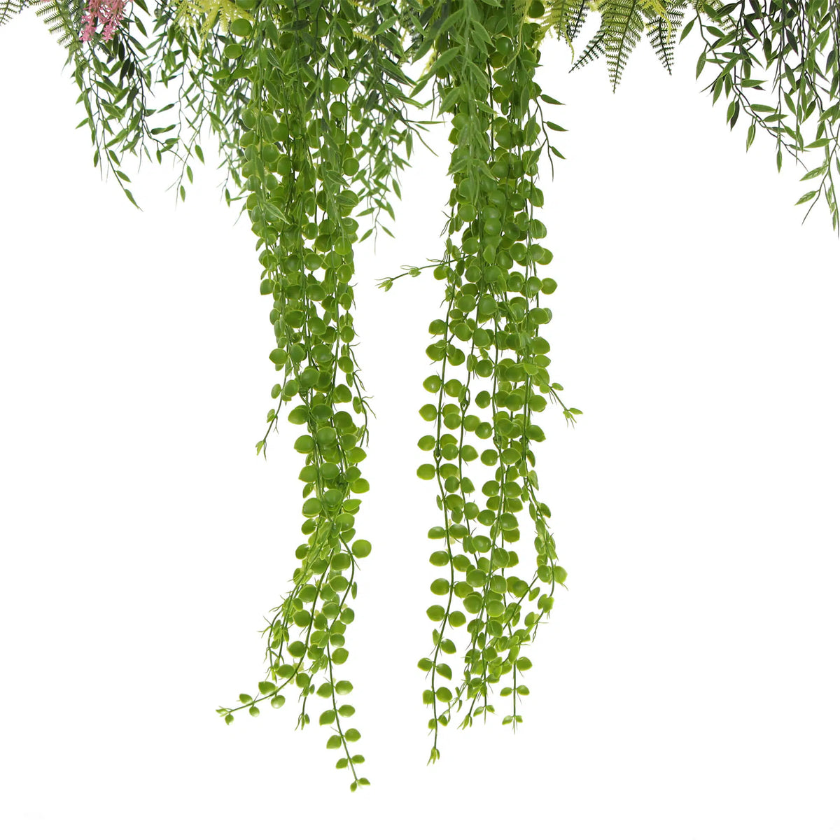 Imitation Gold Artificial Hanging Green Wall Disc Draping Plant Arrangement 24in – Limited Edition – UV Resistant