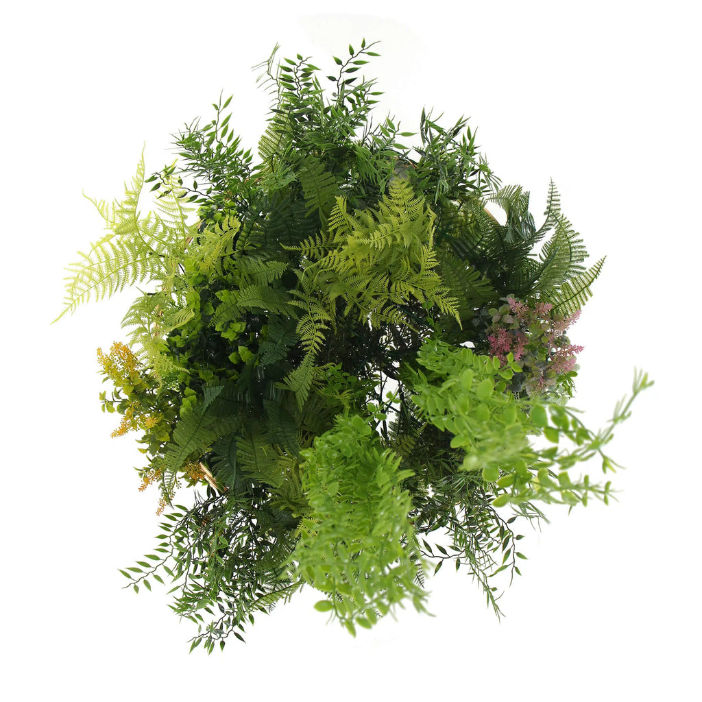 Imitation Gold Artificial Hanging Green Wall Disc Draping Plant Arrangement 24in – Limited Edition – UV Resistant