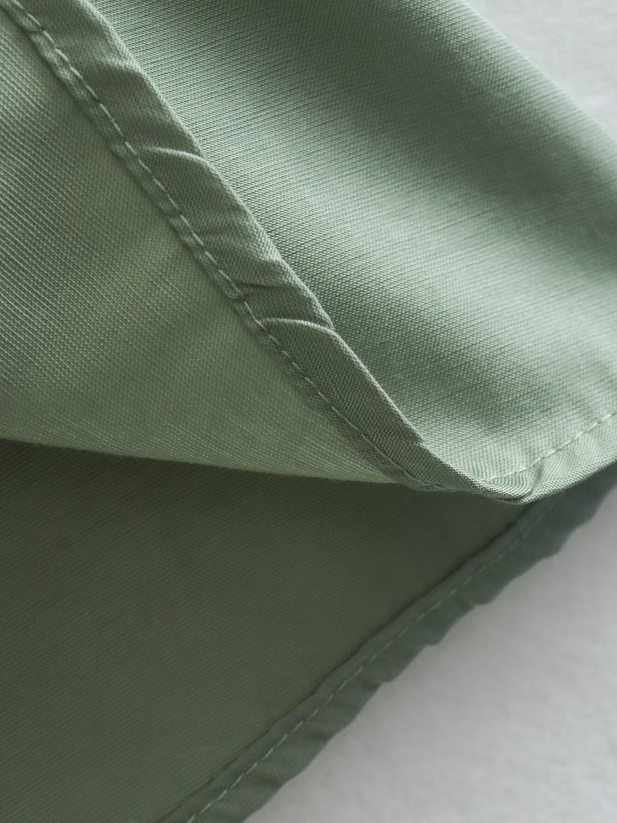 Spring Women Clothing Army Green Long Sleeve Pleated Dress