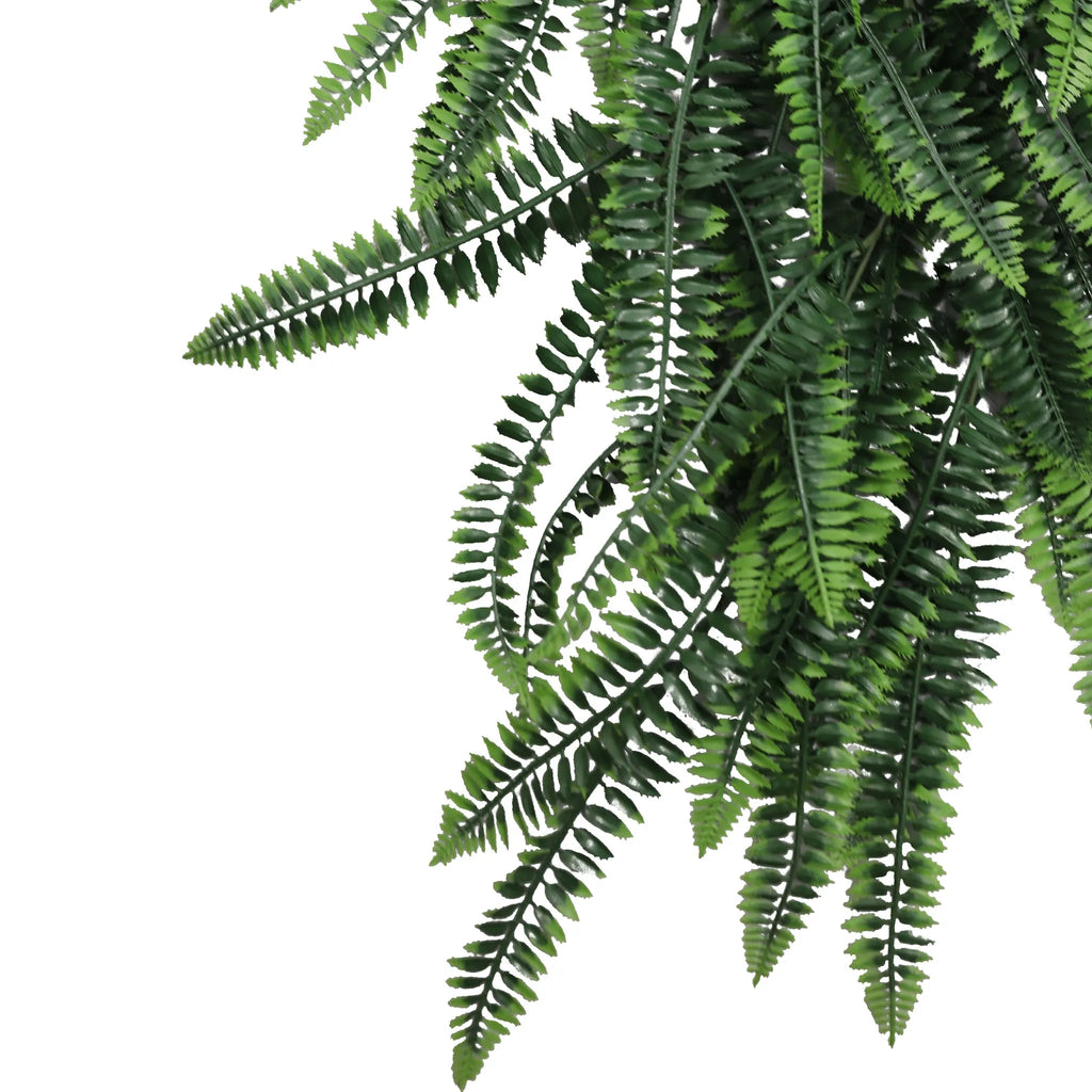 Dense Boston Fern Garland Artificial Hanging Bush 10.6×33in – NFPA 701 Certified – UV Resistant
