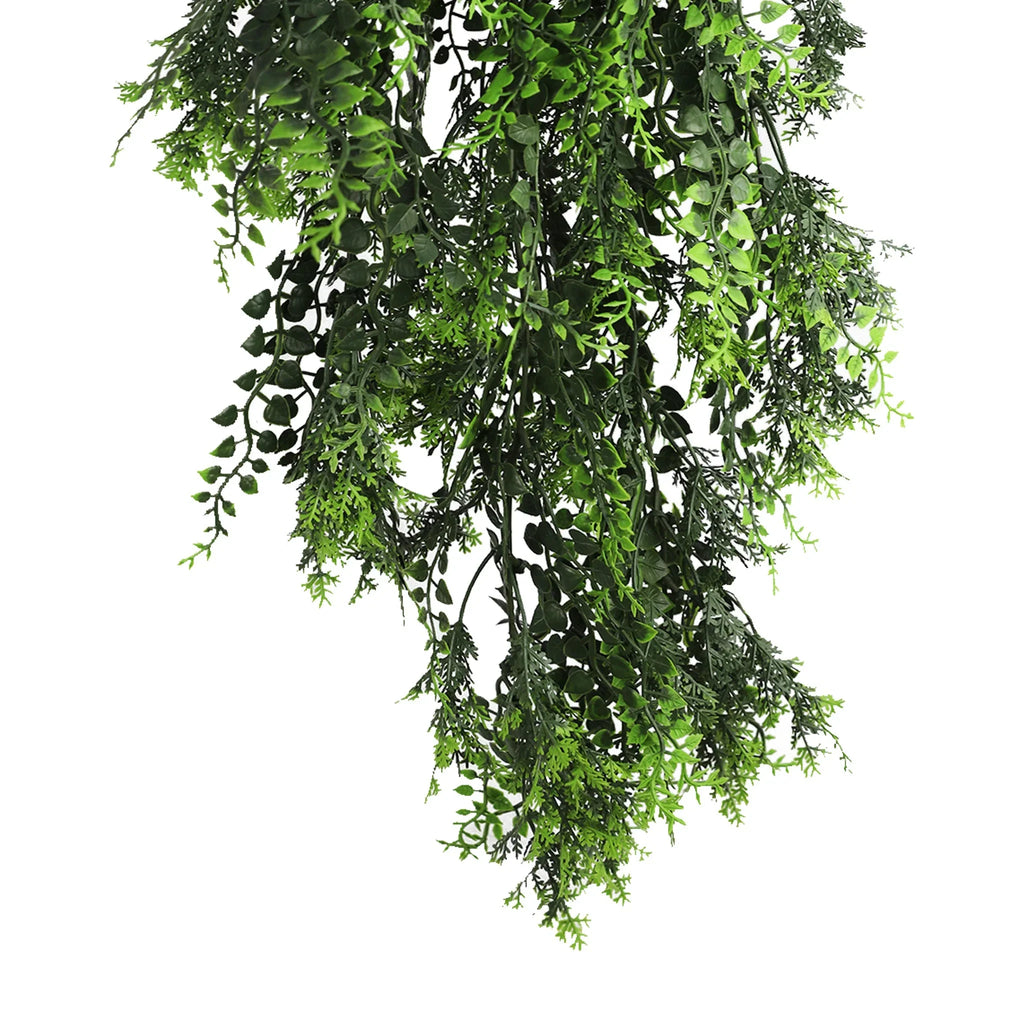 Mediterranean Fern Vine Artificial Hanging Plant 8.6×30in – NFPA 701 Certified – UV Resistant