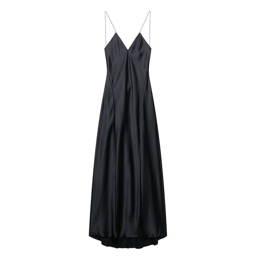 Women Clothing Summer Silk Satin Textured Underwear Strap Dress