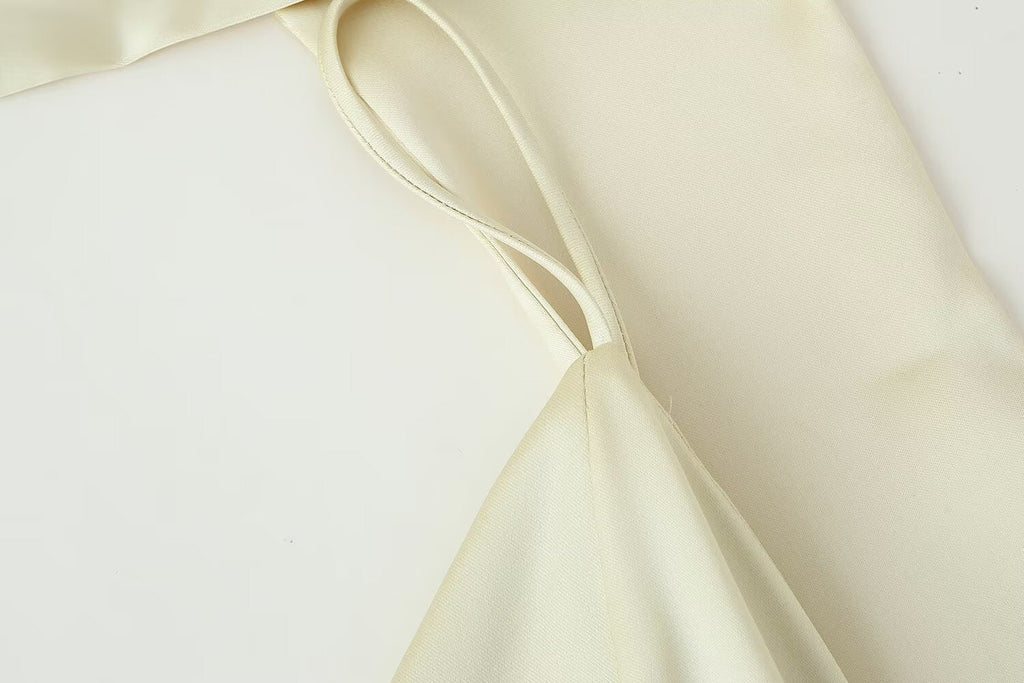Women Elegant Thin Scarf Silk Satin Texture Dress
