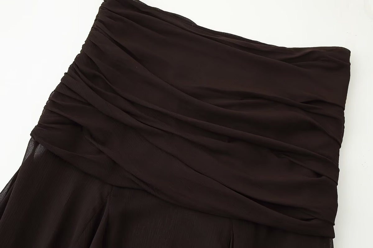 Summer Women Clothing Translucent Pleated Design Skirt