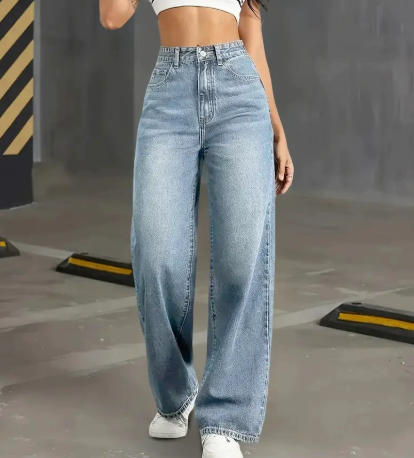 High Waist Straight Jeans Light Color Water Scrubbing All Season Casual Street Clothing Suitable All Seasons