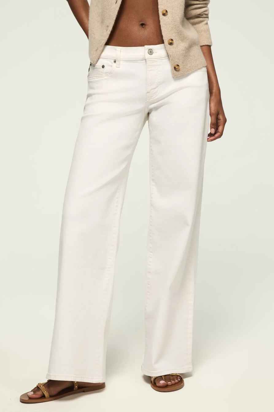 [163103-110] WOMENS LUCKY BRAND MID RISE SWEET WIDE LEG ANKLE LENGTH - WHITE LIES WASH