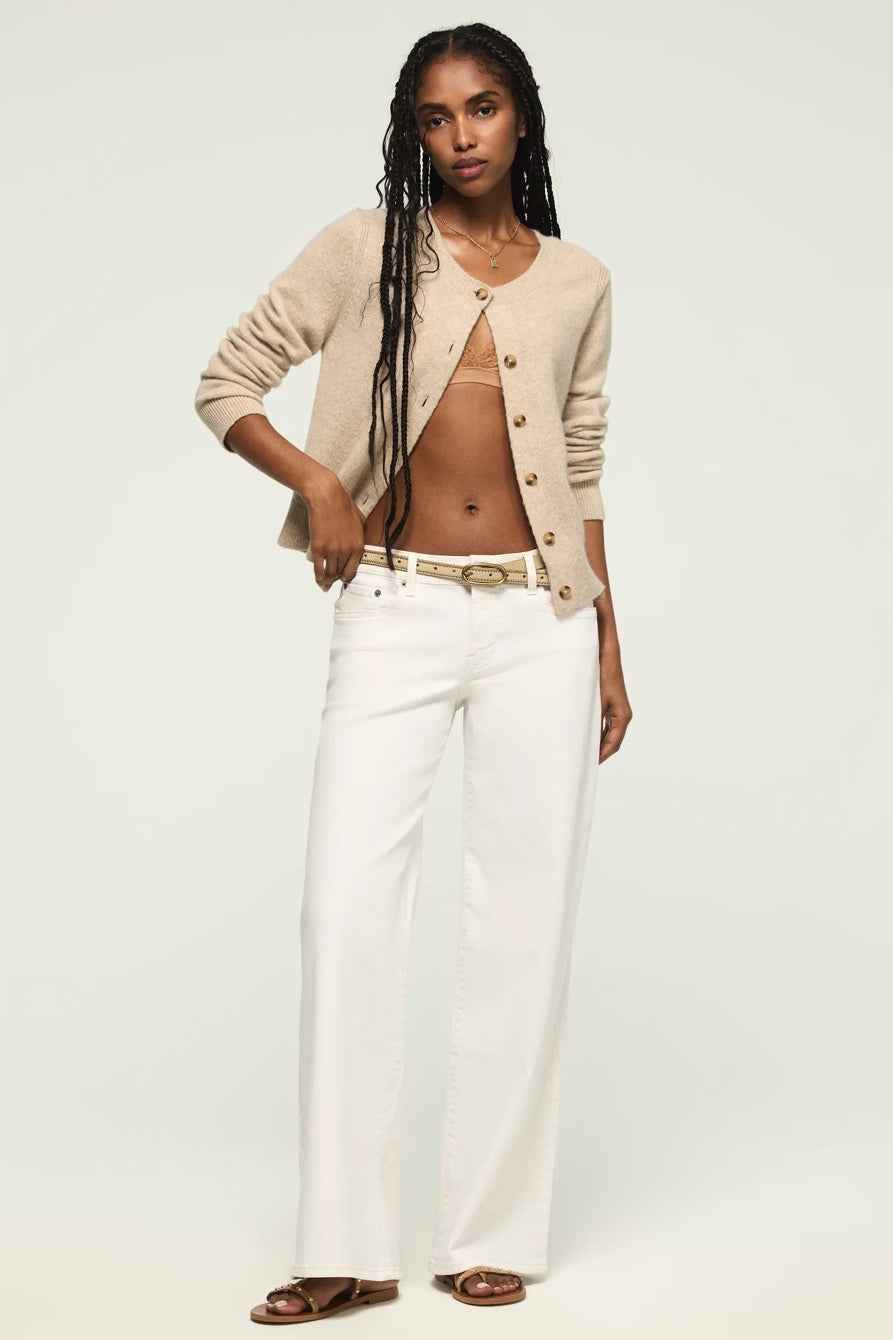 [163103-110] WOMENS LUCKY BRAND MID RISE SWEET WIDE LEG ANKLE LENGTH - WHITE LIES WASH
