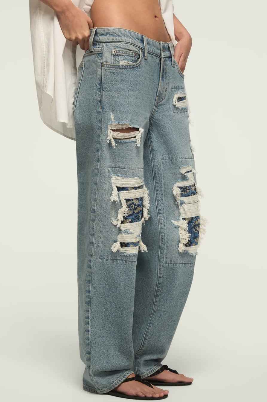 [167395-420] WOMENS LUCKY BRAND LUCKY LEGEND BAGGY - SKIPPING FLOWERS WASH