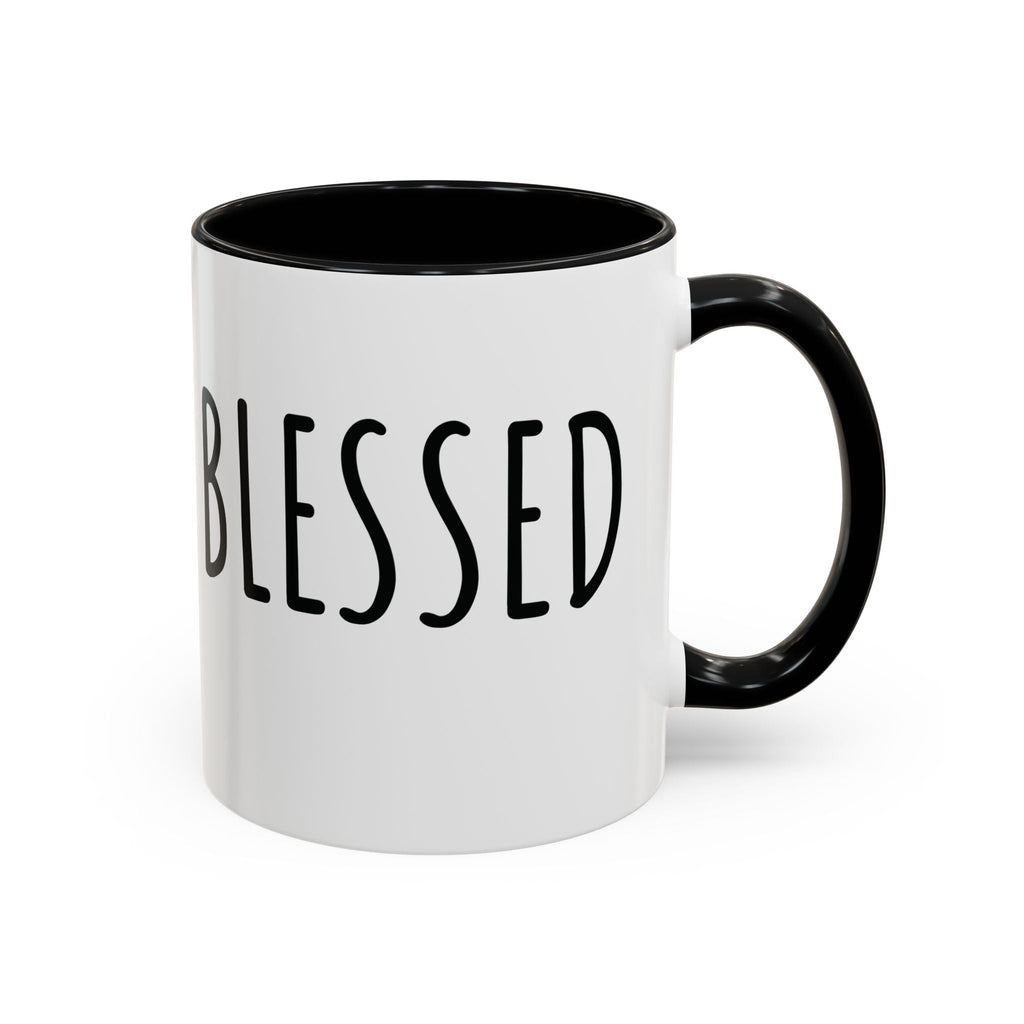 Blessed Farmhouse Mug with Black Handle, Rae Dunn Inspired - Cottage Style Coffee Mug