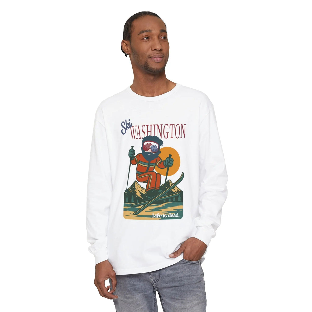 Ski Washington - Life is DeadMountain Collection Garment-Dyed Long Sleeve T-Shirt