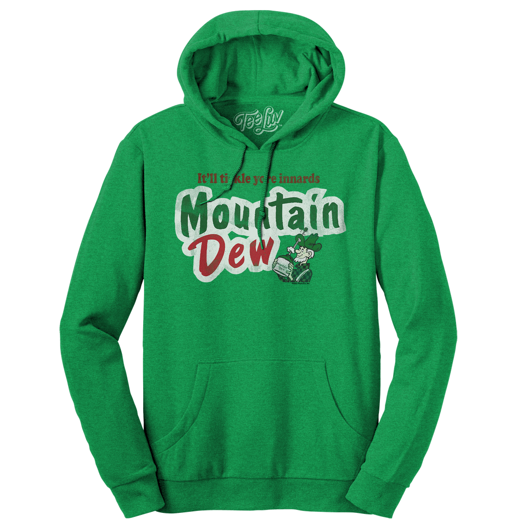 It'll Tickle Your Innards Mt Dew Pullover Hooded Sweatshirt - Green
