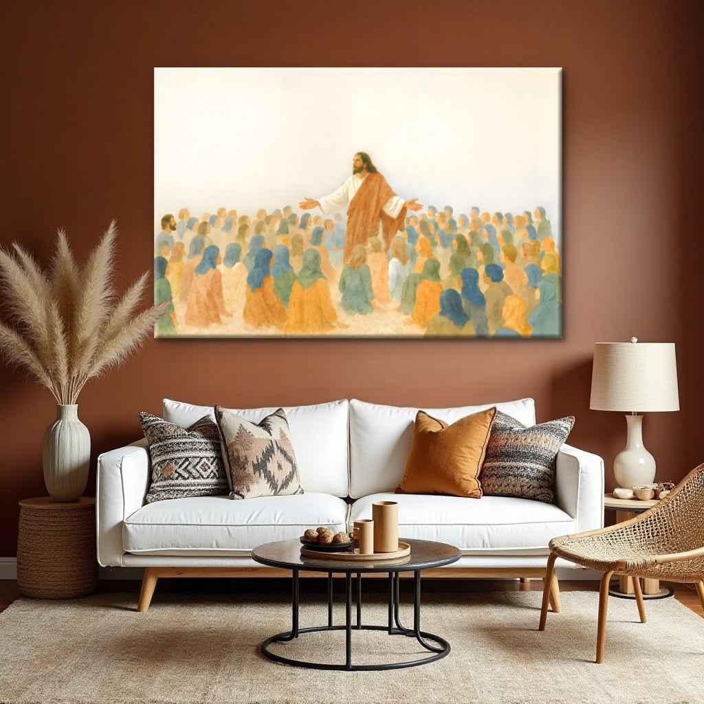Jesus Speaking To Crowd Faith Wall Art