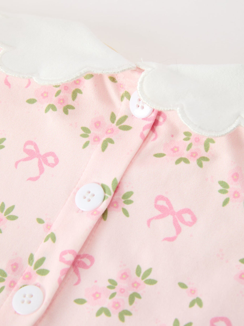FALL Girls Pink Floral Embroidered Collar Smocked Dress