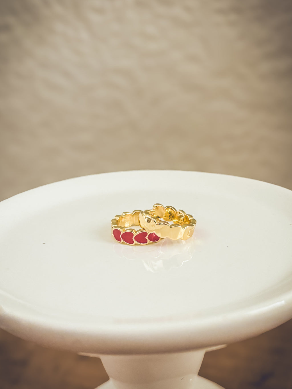 Adorable Gold and Red Heart Huggies
