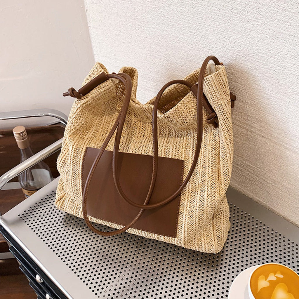 Hobo straw bag, women's summer versatile straw bag, fashionable shoulder hobo bag, large capacity tote bag