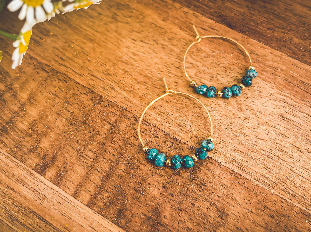 Beautiful Turquoise Stone Hoop Earrings
