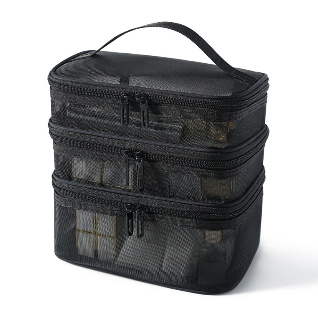Mesh cosmetic bag, lightweight large capacity three-layer toilet bag, double-layer storage bag, travel mesh bag, tool storage box portable, Mesh ShowerTote Bag,