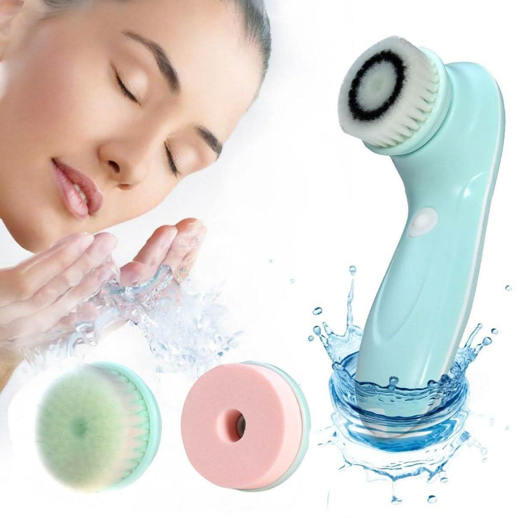 3-in-1 USB Rechargeable Facial Cleansing Brush Set Soft Scrubber Face Exfoliating