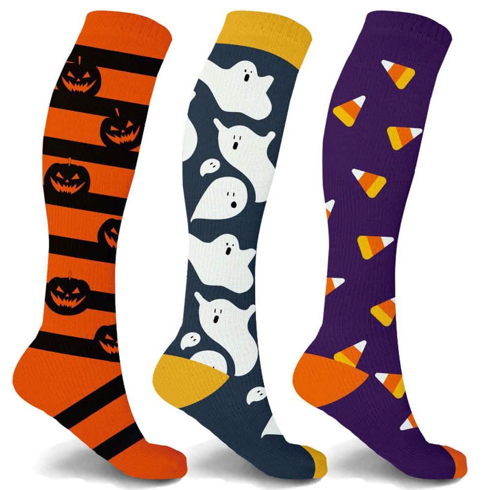 3-Pairs: Halloween Fun Knee High Compression Socks