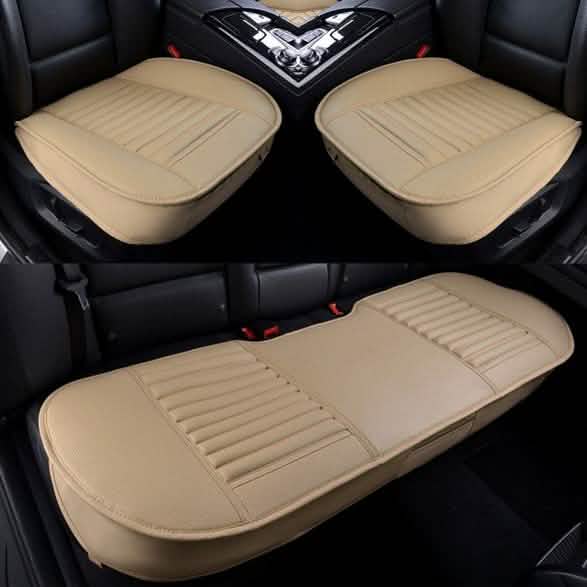 3-Piece: Breathable Bamboo PU Leather Car Seat Cover