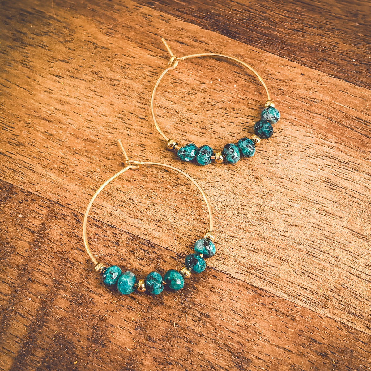 Beautiful Turquoise Stone Hoop Earrings