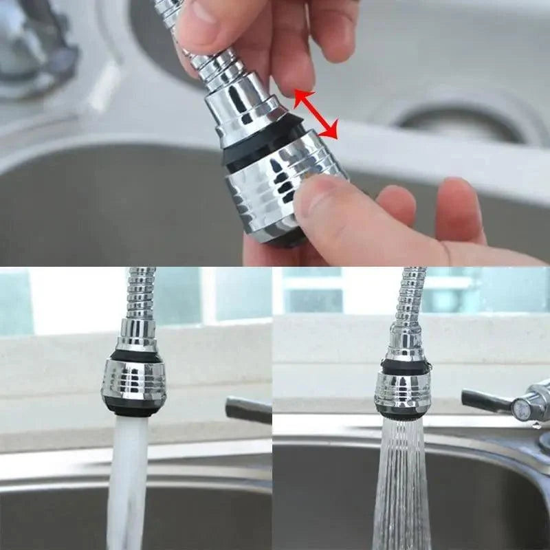 360 Degree Kitchen Sink Tap Faucet Extender, Universal Stainless Steel Faucet Extender with Flexible Swivel Tap Aerator Hose, 2 Water Outlet Modes, Faucet Extender Water Saving Bathroom Kitchen Accessories