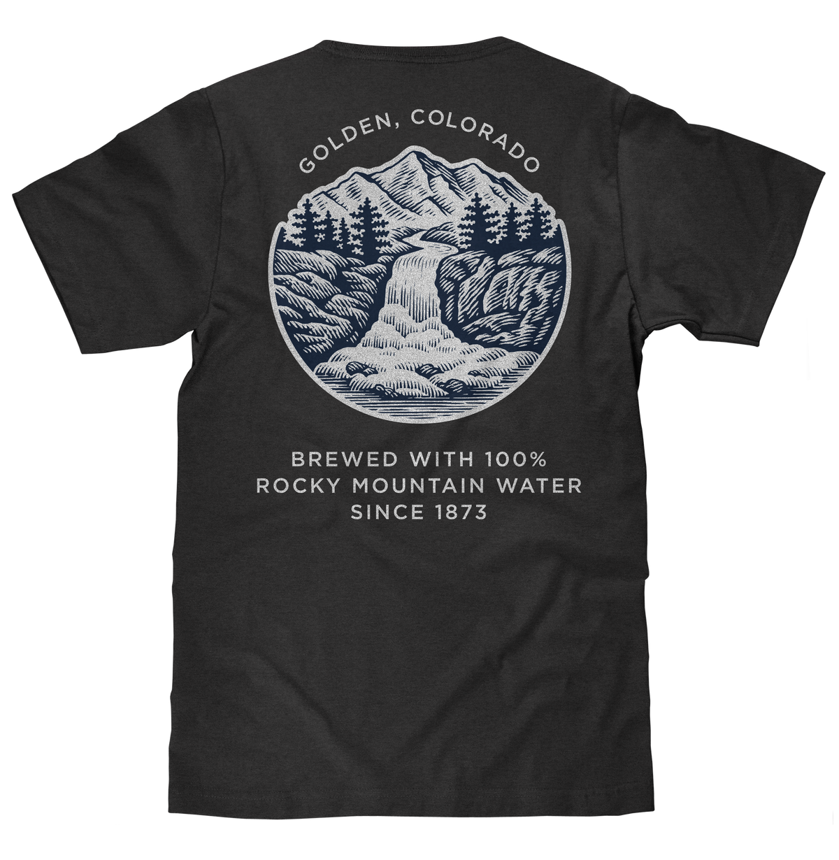 Made in the USA Coors Banquet Golden Colorado Front and Back Beer T-Shirt - Asphalt Gray