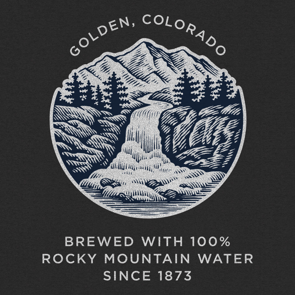 Made in the USA Coors Banquet Golden Colorado Front and Back Beer T-Shirt - Asphalt Gray