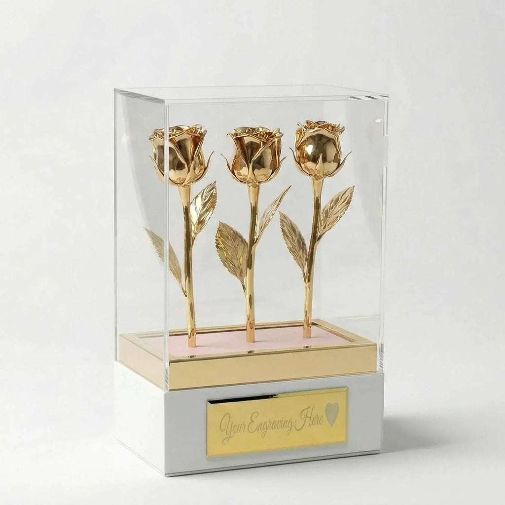 Acrylic Display 7" Rose with Personalized Engraving