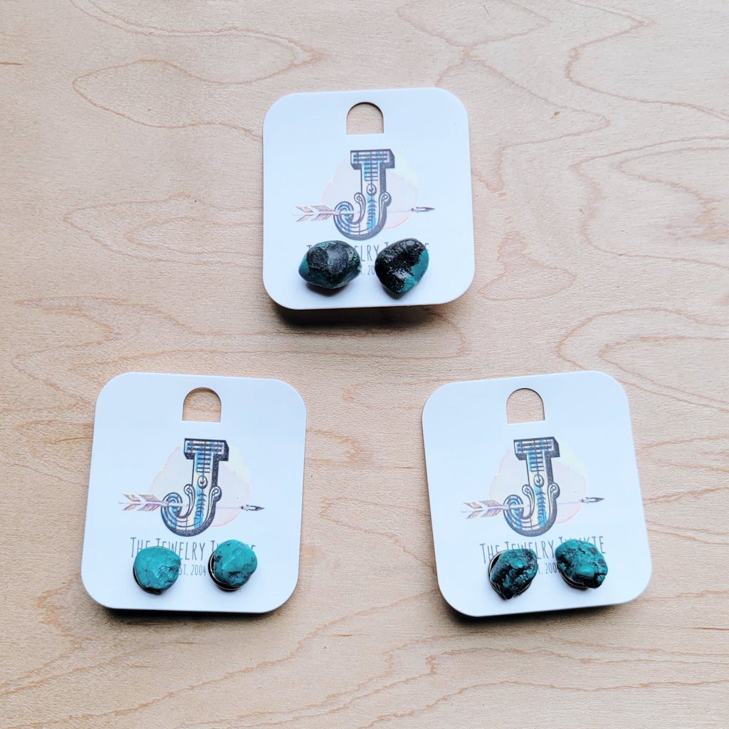 **Natural Green Turquoise Stud Earrings 205g
