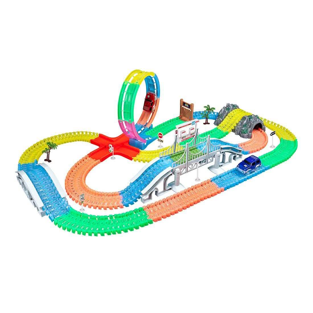 425-Piece: Mega Galaxy Flex-Track Glow Track with 2 Electric LED Light Cars