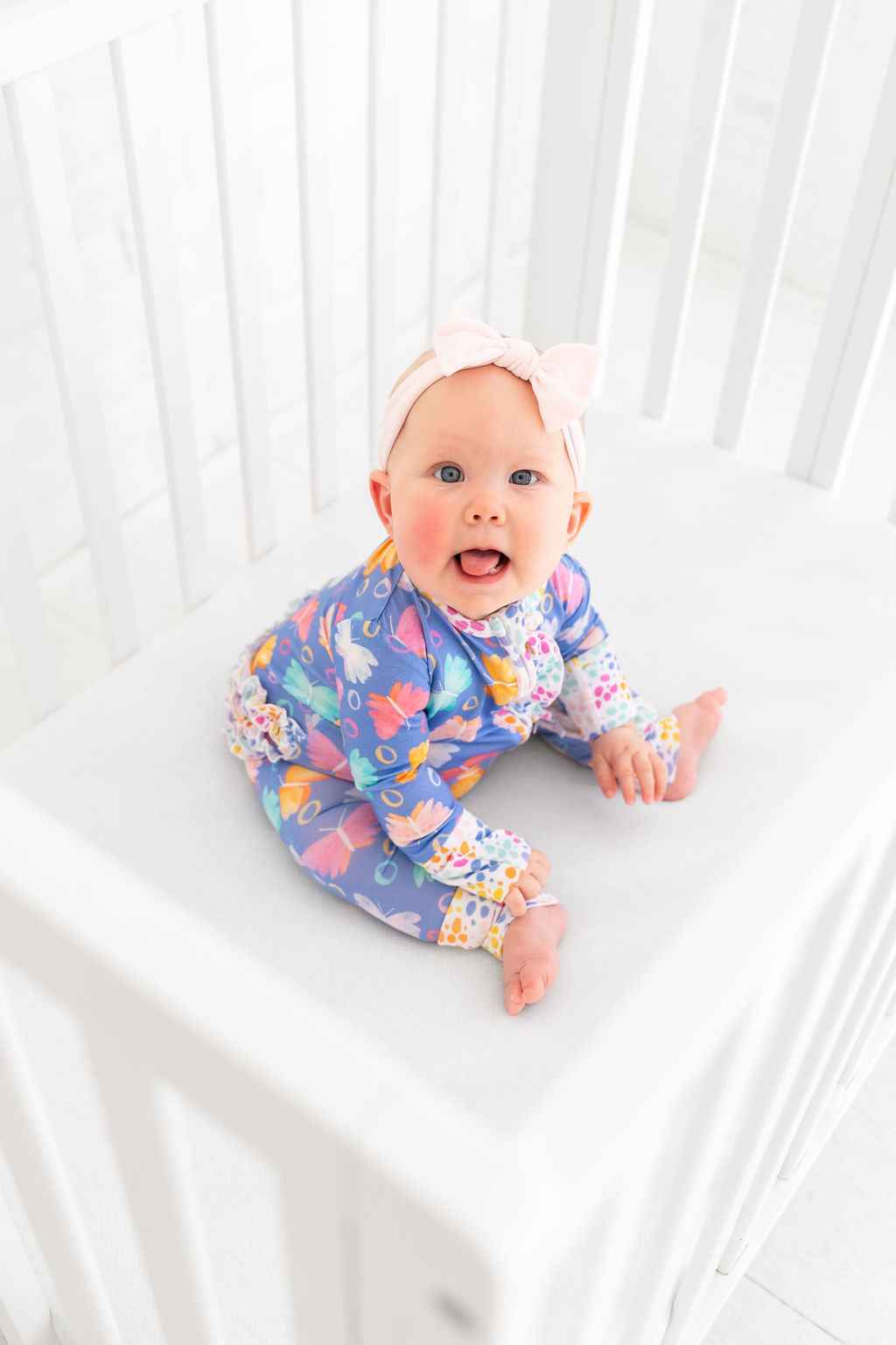 Korrie Butterflies Bamboo Ruffle Convertible Footie