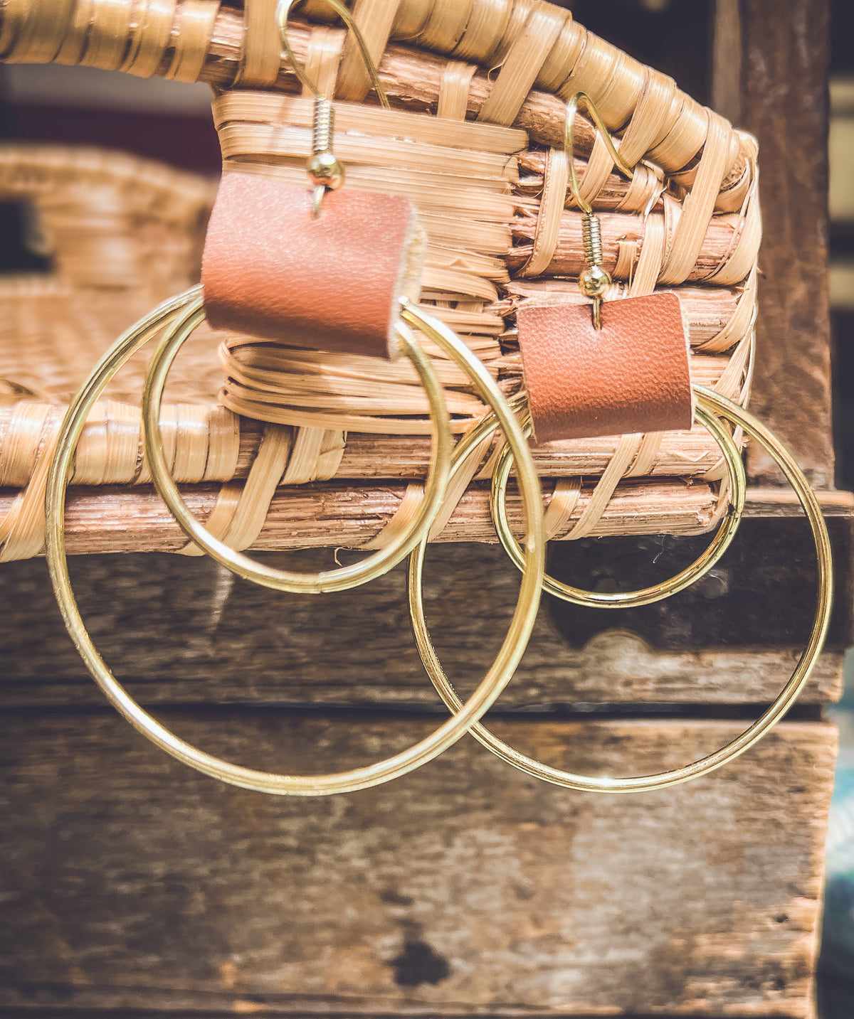 Beautiful Leather Hoop Earrings- Gold or Silver