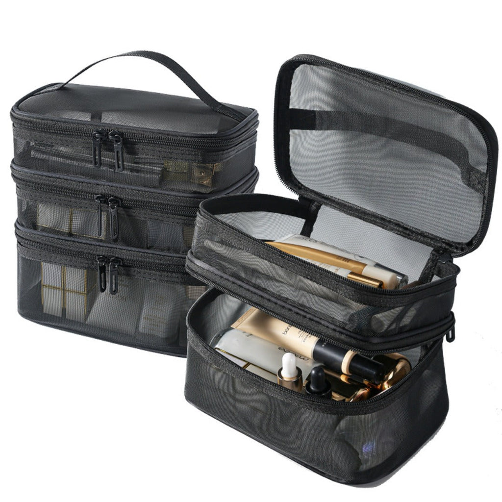 Mesh cosmetic bag, lightweight large capacity three-layer toilet bag, double-layer storage bag, travel mesh bag, tool storage box portable, Mesh ShowerTote Bag,