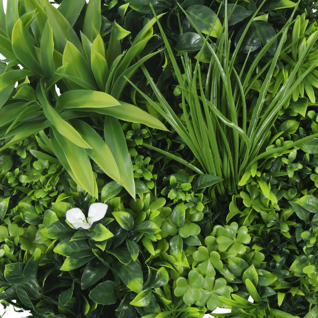 Artificial Green Wall Disc 20in – White Frame – UV Resistant – Commercial Grade