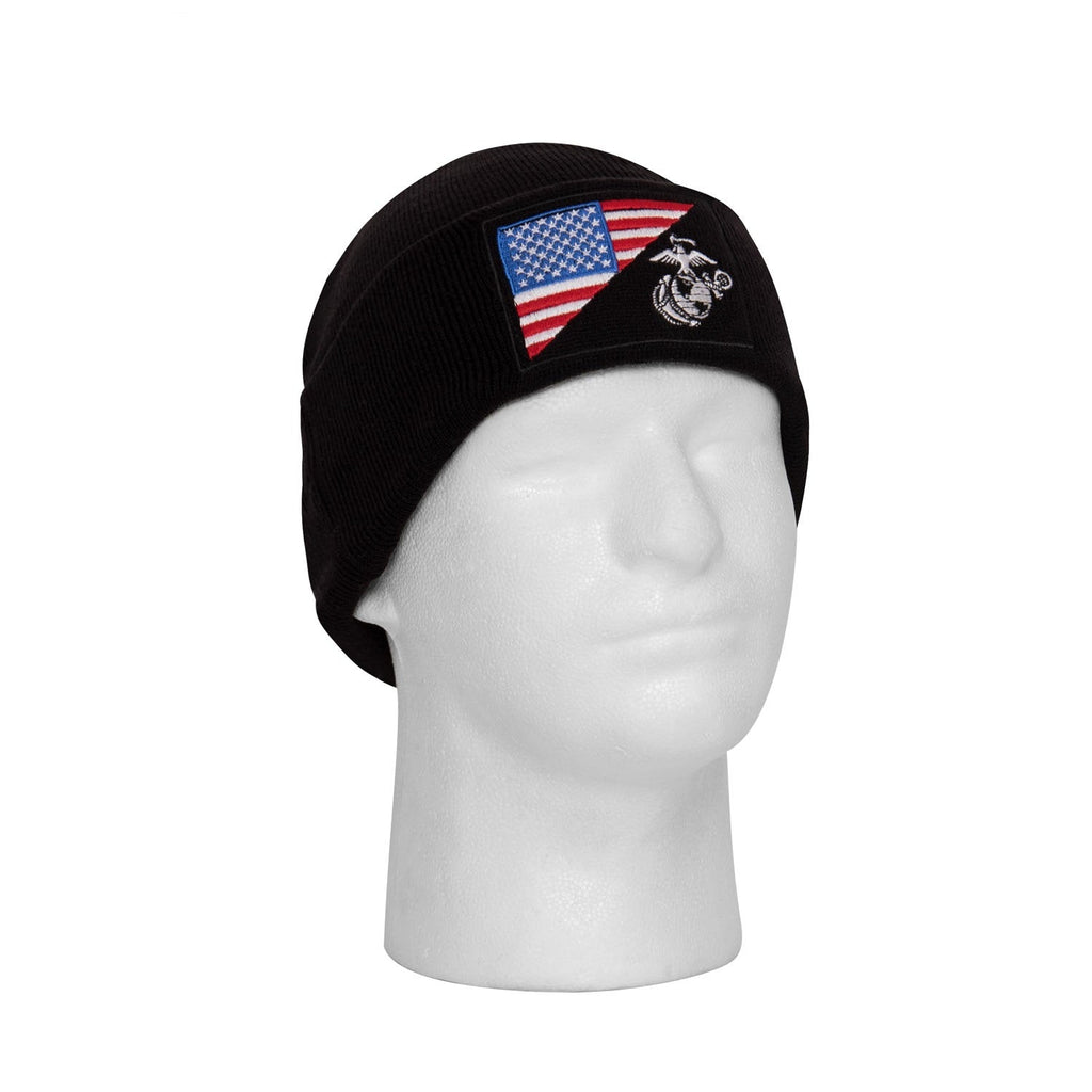 Rothco USMC Eagle, Globe and Anchor / US Flag Deluxe Fine Knit Watch Cap