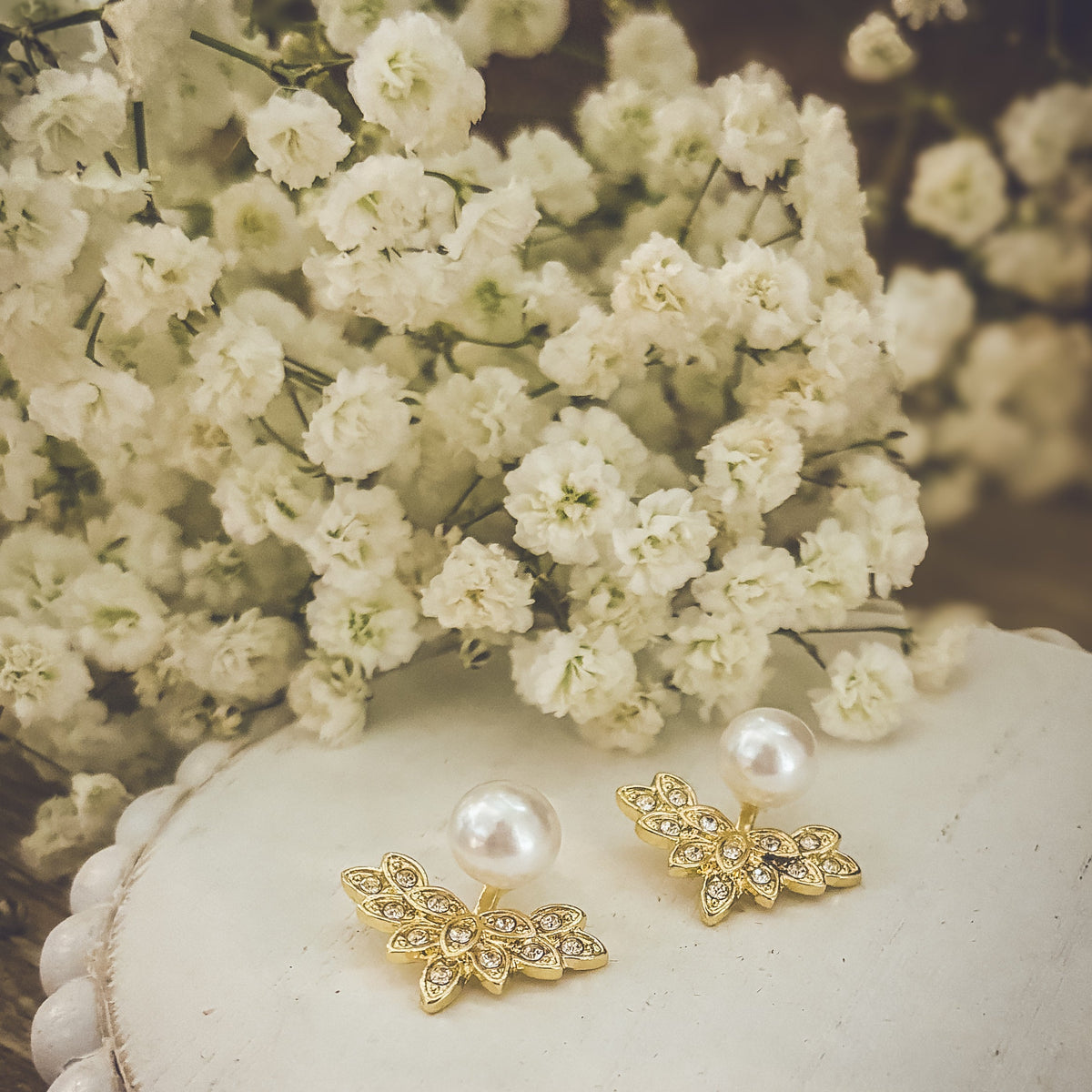 Beautiful Crystal and Pearl Jacket Earrings