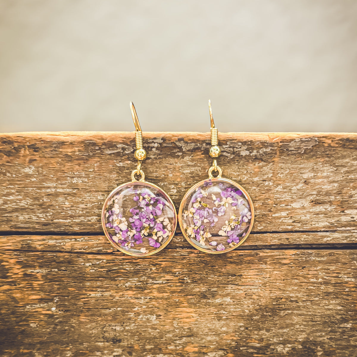 Beautiful Purple Flower Earrings