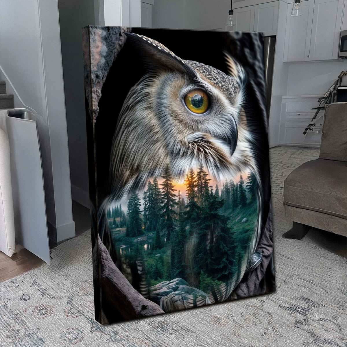 Owl Double Exposure Wall Art