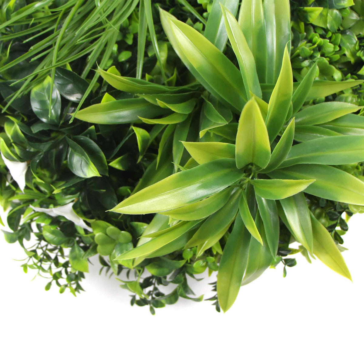 Slimline White Flowering Artificial Green Wall Disc 40in – White Frame – UV Resistant