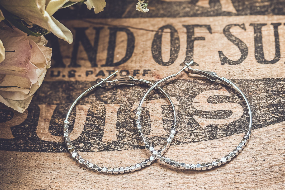 Beautiful Silver Glimmer Hoop Earrings