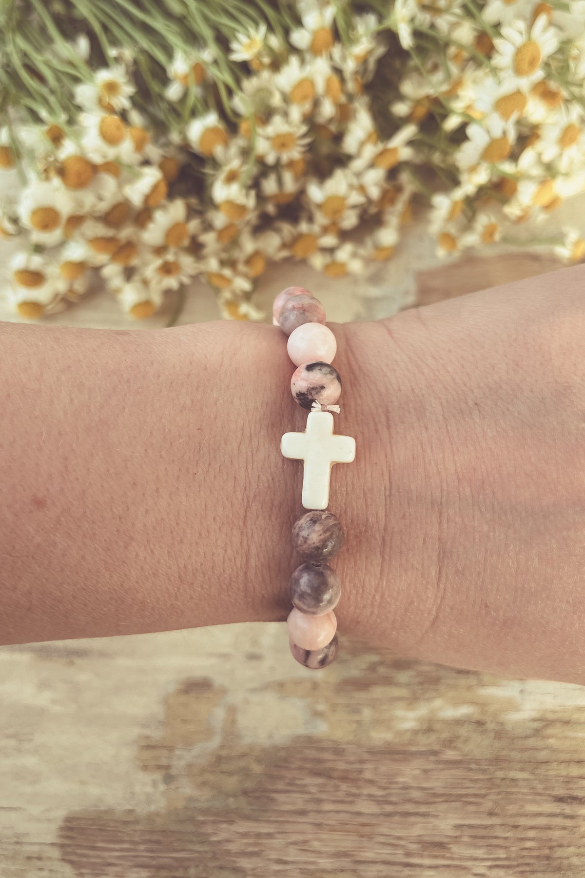 Beautiful Cross Stone Stacking Bracelet